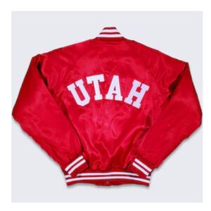 University of Utah Vintage 80s chalk line satin bomber jacket youth xl adult xs